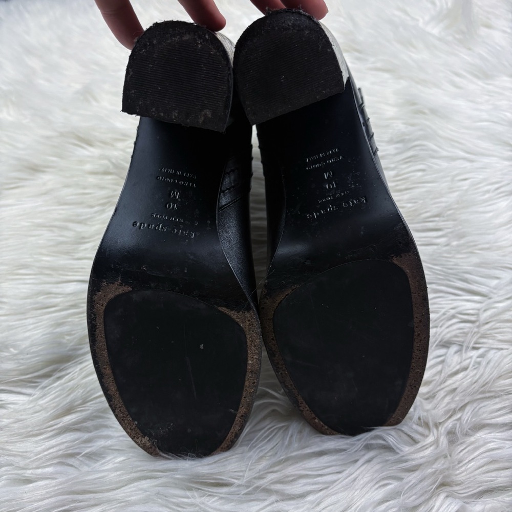 Kate Spade Baise Leather Pull On Heeled Calf Ankle Boot Bootie Smooth Size 10 - Picture 8 of 10